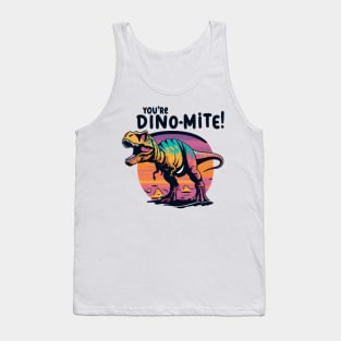 Retro Roaring Dinosaur - "You're Dino-Mite!" Graphic Tank Top